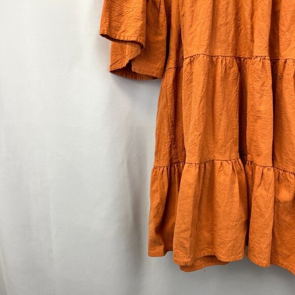 Shein Womens Orange V-Neck Short Sleeve Ruffle Short Mini Dress Size Medium - Picture 6 of 9